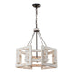 4-Light Distressed White Wooden Drum Chandelier