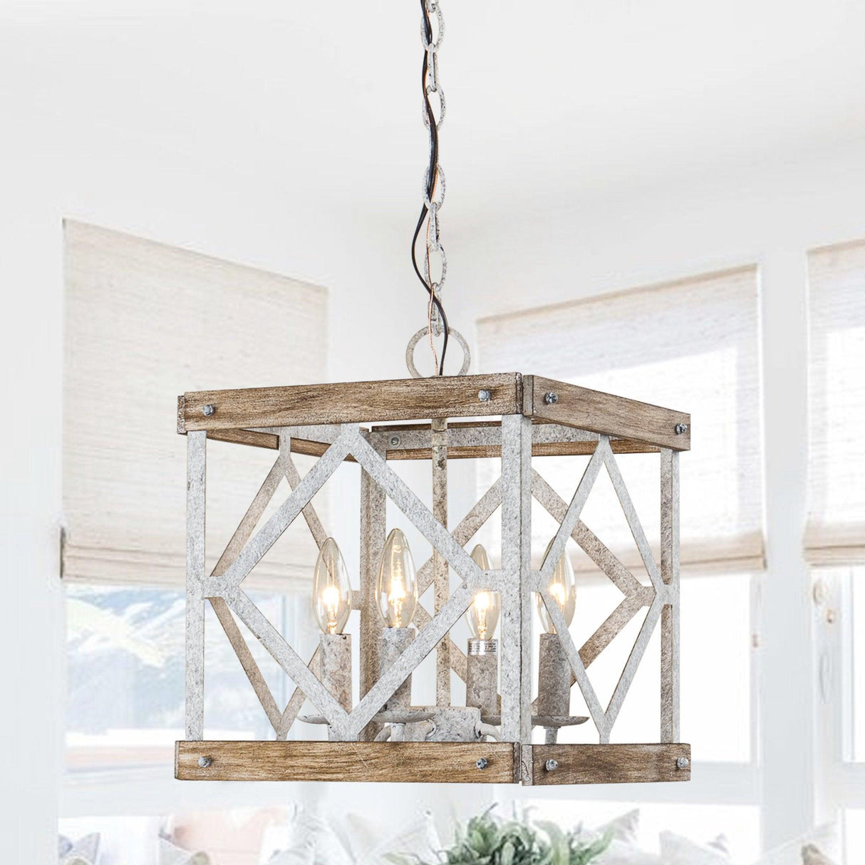 4-Light Farmhouse White Pendant Lighting