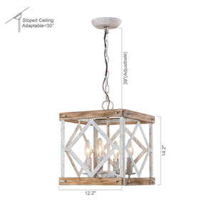 4-Light Farmhouse White Pendant Lighting