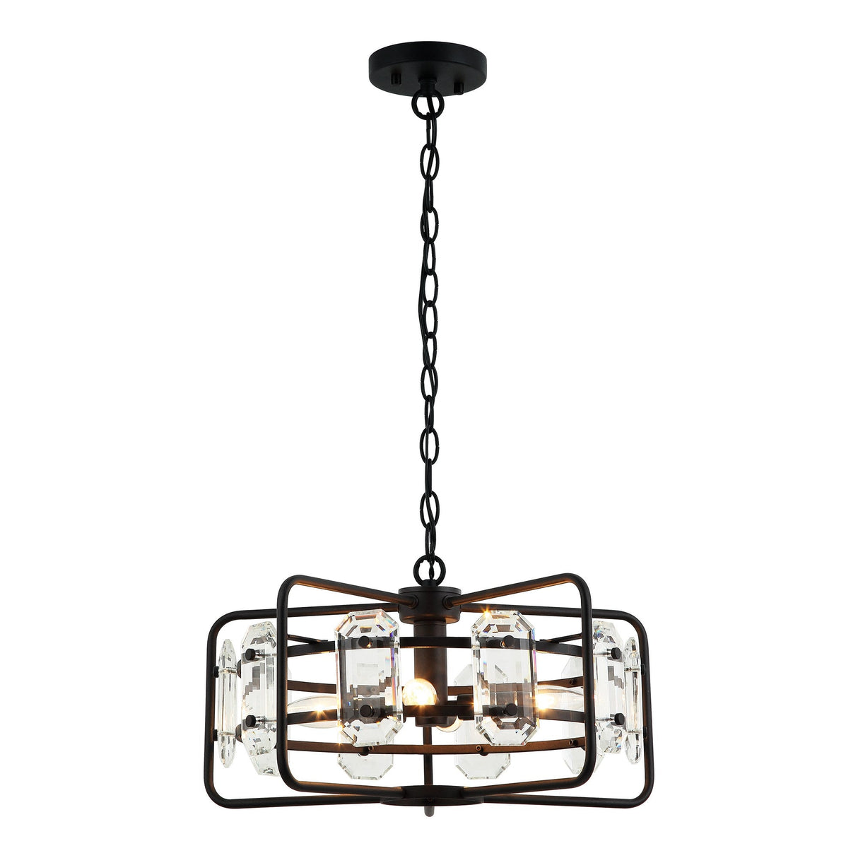 4-Light Golden or Black Modern Crystal Pendant Light