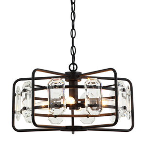 4-Light Golden or Black Modern Crystal Pendant Light