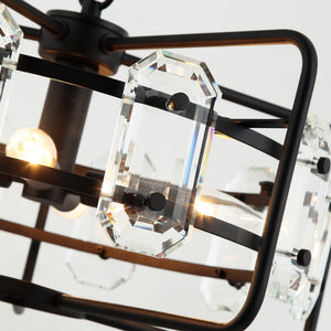 4-Light Golden or Black Modern Crystal Pendant Light