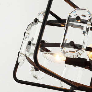 4-Light Golden or Black Modern Crystal Pendant Light