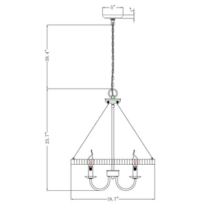 4-Light Iron Modern Island Pendant Lighting with Acrylic Lens