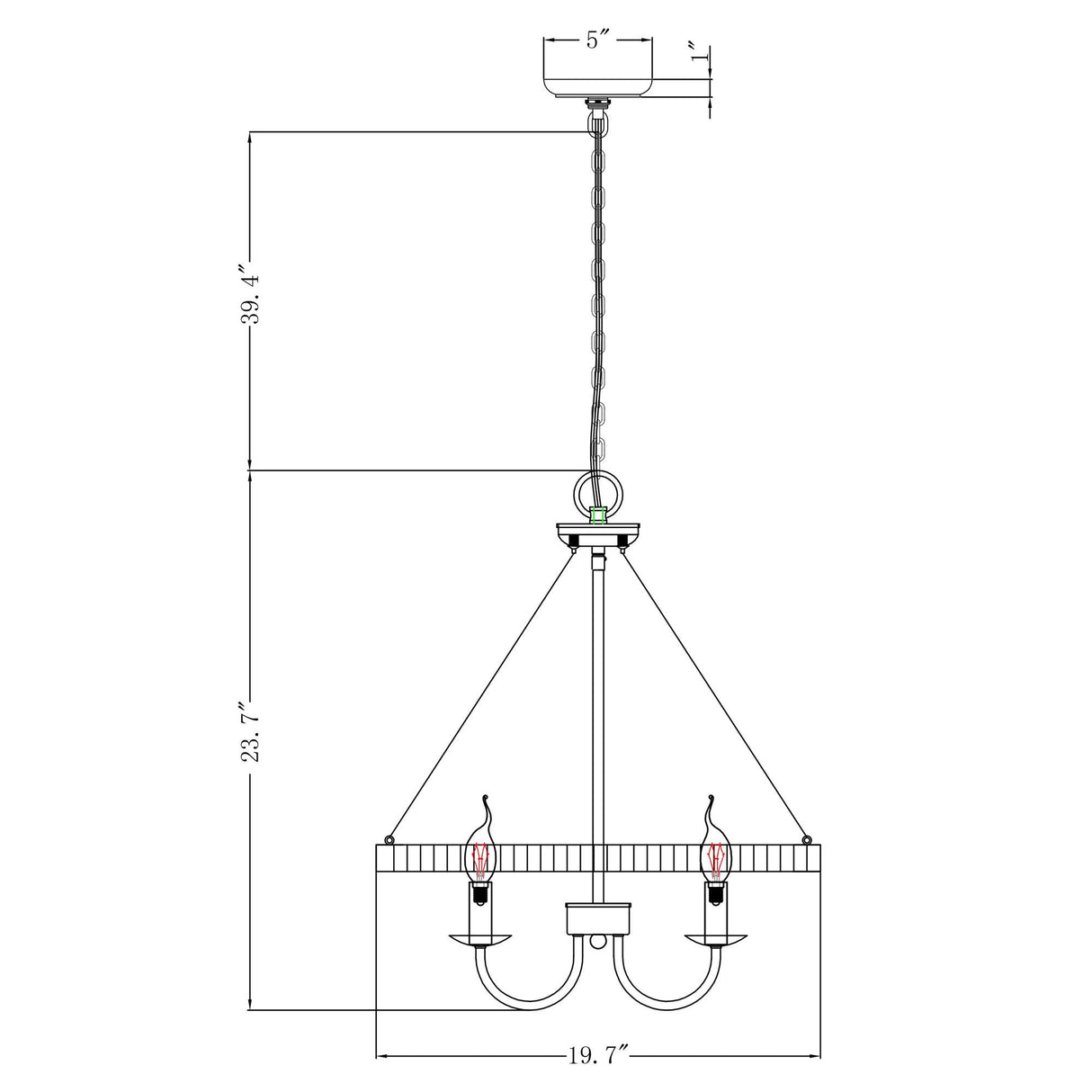 4-Light Iron Modern Pendant Lighting with Acrylic Lens