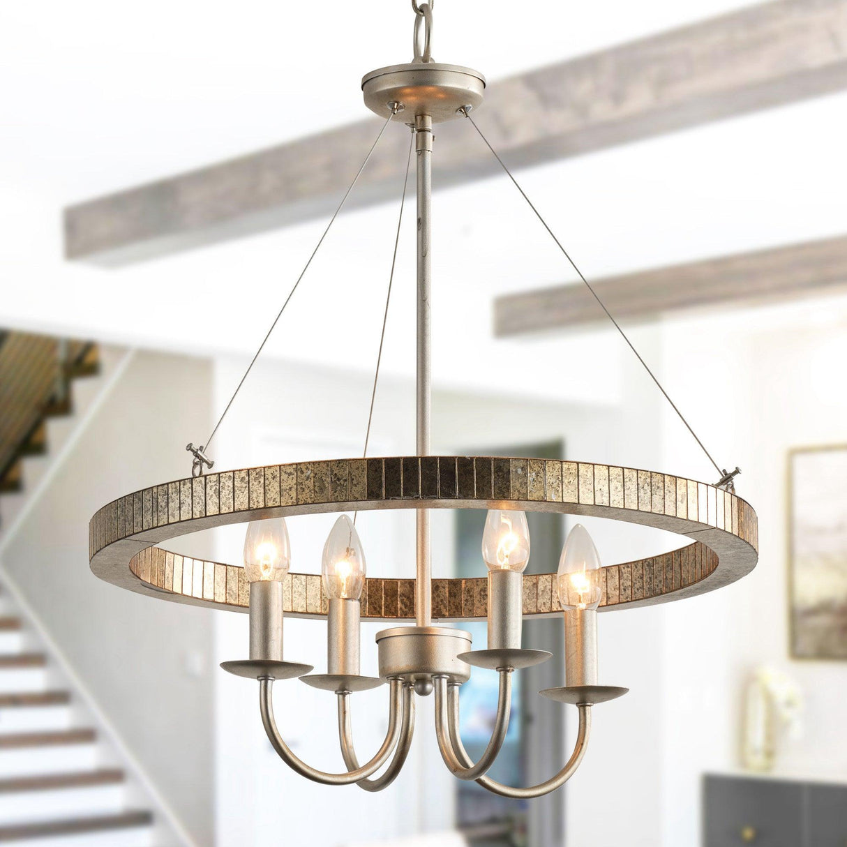 4-Light Iron Modern Pendant Lighting with Acrylic Lens