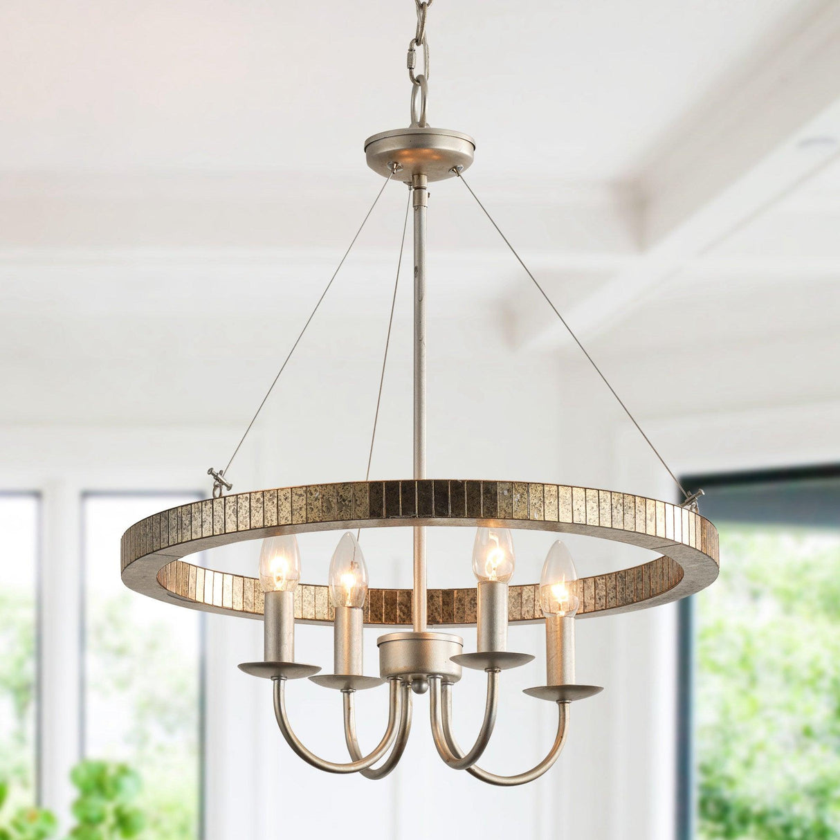 4-Light Iron Modern Pendant Lighting with Acrylic Lens