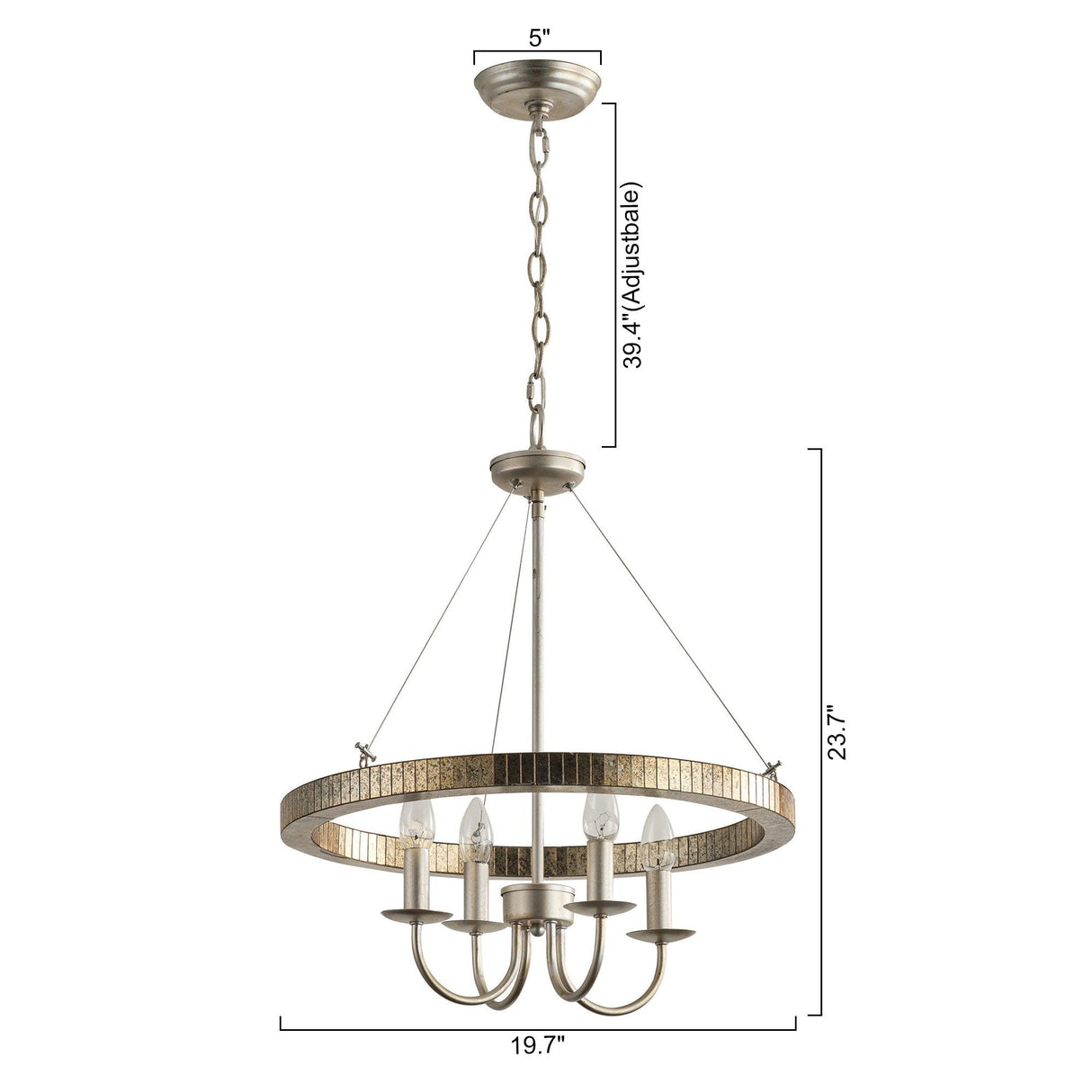 4-Light Iron Modern Pendant Lighting with Acrylic Lens