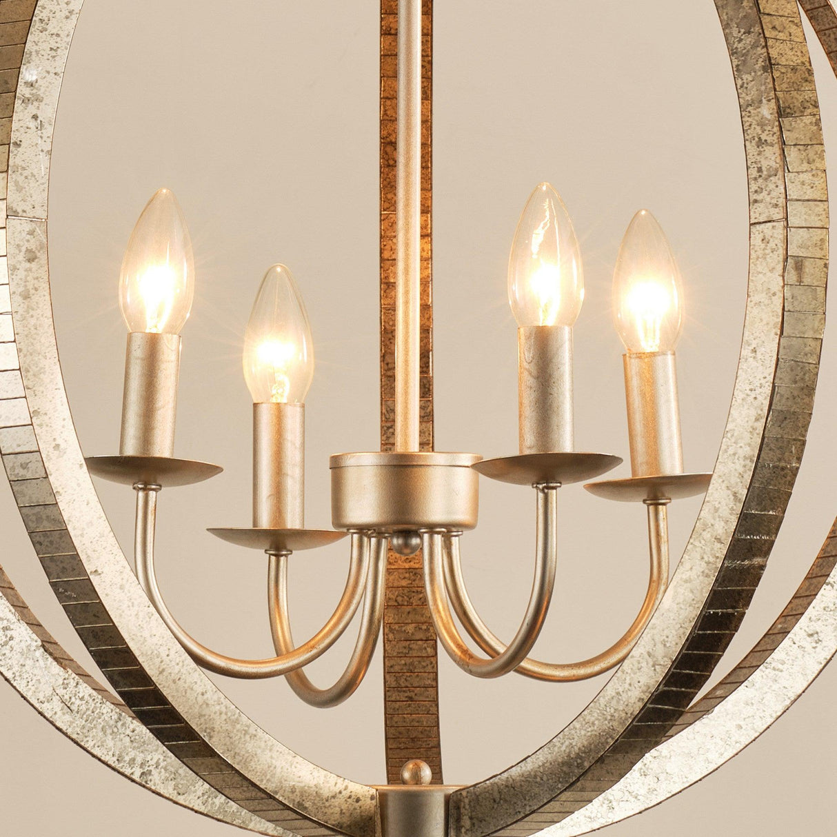 4-Light Satin Nickel Modern Iron Chandelier Industrial Classic Ceiling Pendant Lights