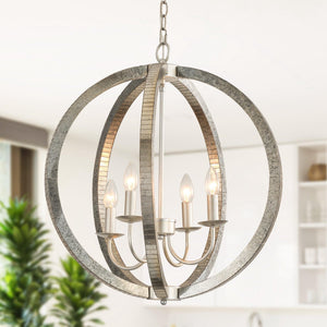 4-Light Satin Nickel Modern Iron Chandelier Industrial Classic Ceiling Pendant Lights