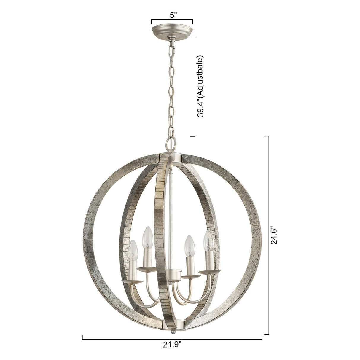 4-Light Satin Nickel Modern Iron Chandelier Industrial Classic Ceiling Pendant Lights