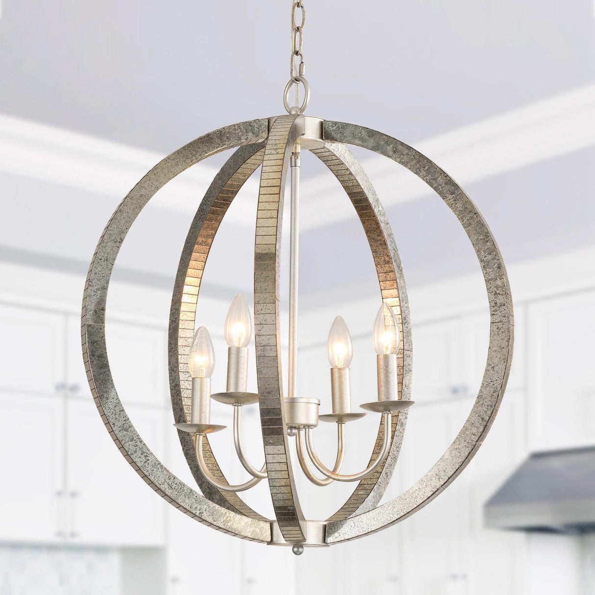 4-Light Satin Nickel Modern Iron Chandelier Industrial Classic Ceiling Pendant Lights