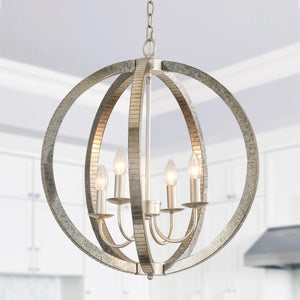 4-Light Satin Nickel Modern Iron Chandelier Industrial Classic Ceiling Pendant Lights