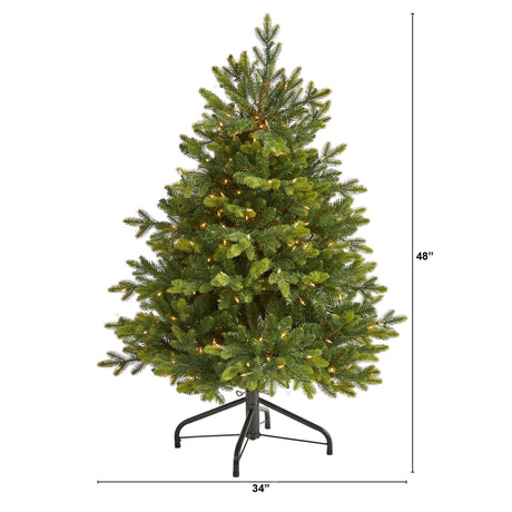 4’ North Carolina Fir Artificial Christmas Tree with 250 Clear Lights and 1003 Bendable Branches