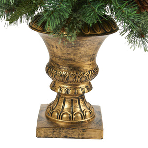 4’ Pine, Pinecone and Berries Artificial Christmas Tree in Decorative Urn