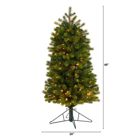 4’ Slim Colorado Mountain Spruce Artificial Christmas Tree with 150 (Multifunction) Micro LED Lights and 360 Branches