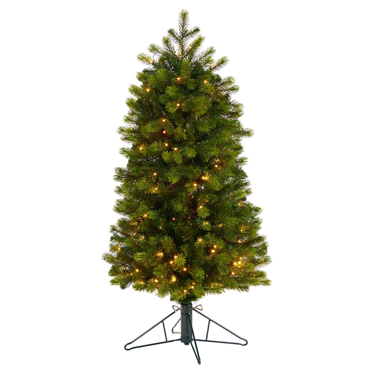 4’ Slim Colorado Mountain Spruce Artificial Christmas Tree with 150 (Multifunction) Micro LED Lights and 360 Branches