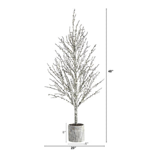 4’ Snowed Twig Artificial Christmas Tree in Decorative Planter