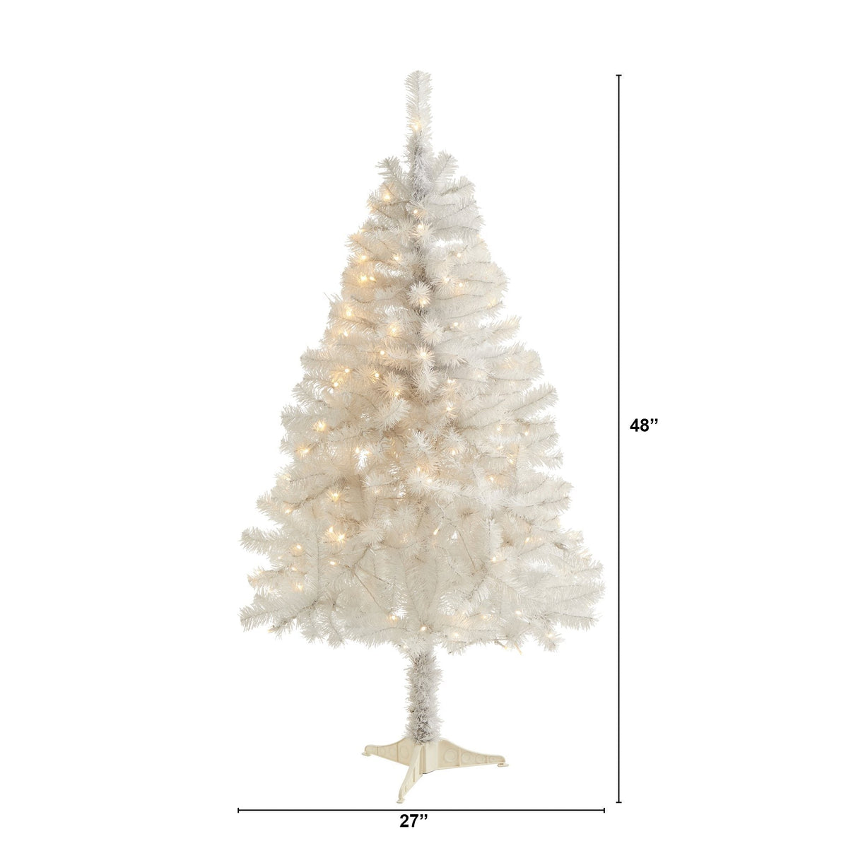 4' White Artificial Christmas Tree with 100 Clear LED Lights