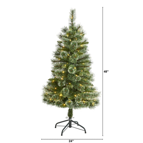 4’ Wisconsin Slim Snow Tip Pine Artificial Christmas Tree with 100 Clear LED Light