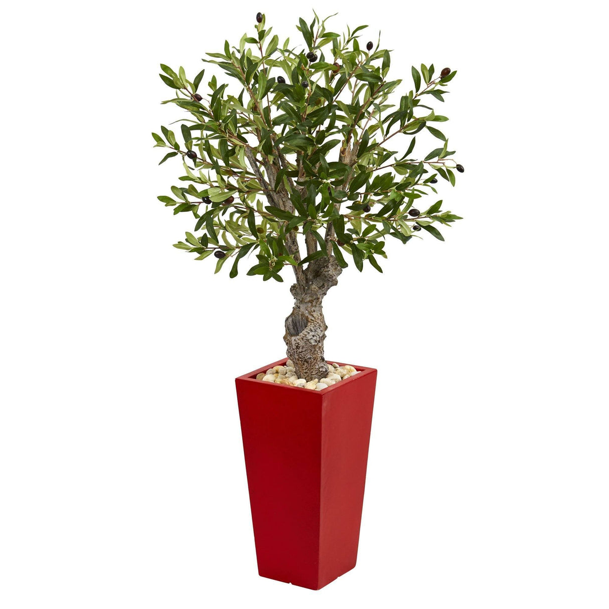 40” Olive Artificial Tree in Red Tower Planter