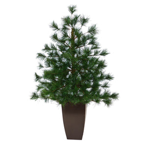 40” Yukon Mixed Pine Artificial Christmas Tree with 213 Bendable Branches in Bronze Metal Planter