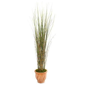 41” Grass and Bamboo Artificial Plant in Terra-cotta Planter