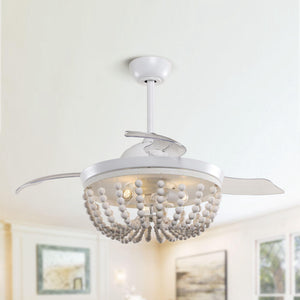 42" Huang Farmhouse Wooden Beads Ceiling Fan with Lighting