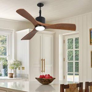 42 Inch Patio Guard IP65 Outdoor DC Motor Black Modern Hanging Buckle Downrod Ceiling Fan with Light