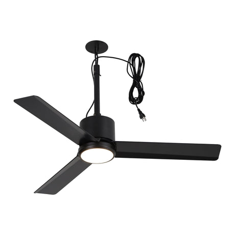 42 Inch Rhine Indoor/Wet Outdoor IP65 Black Anywhere Waterproof Ceiling Fan with LED Light and Convenient Hanging Hook