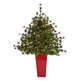 44” Colorado Mountain Pine Artificial Christmas Tree with 50 Clear Lights. 171 Bendable Branches and Pine Cones in Planter