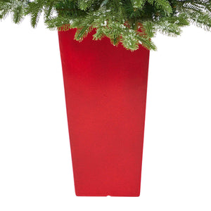 44” Snowed Grand Teton Fir Artificial Christmas Tree with 50 Clear Lights and 111 Bendable Branches in Red Planter