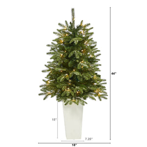 44” Snowed Grand Teton Fir Artificial Christmas Tree with 50 Clear Lights and 111 Bendable Branches in Red Planter