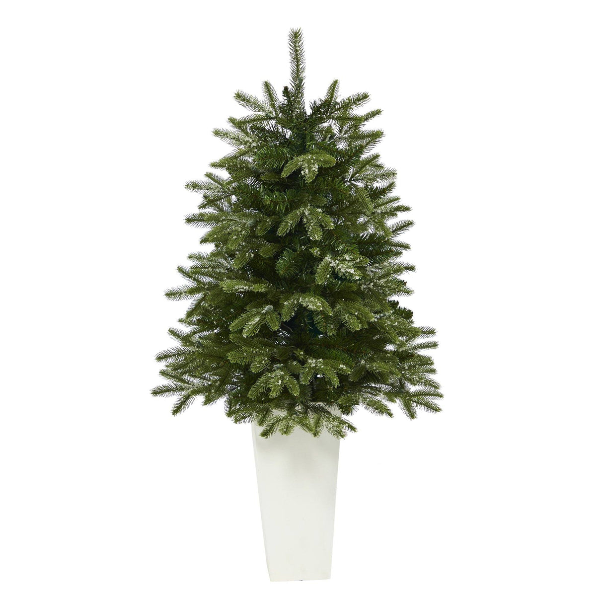 44” Snowed Grand Teton Fir Artificial Christmas Tree with 50 Clear Lights and 111 Bendable Branches in Red Planter