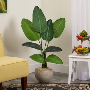 45” Travelers Palm Artificial Tree in Sand Colored Planter