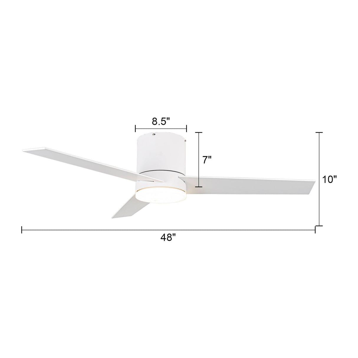 48" Flush Mount Ceiling Fan 3 Blades with LED Lighting and Remote Control