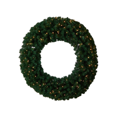 48” Large Artificial Christmas Wreath with 714 Bendable Branches and 200 Warm White LED Lights