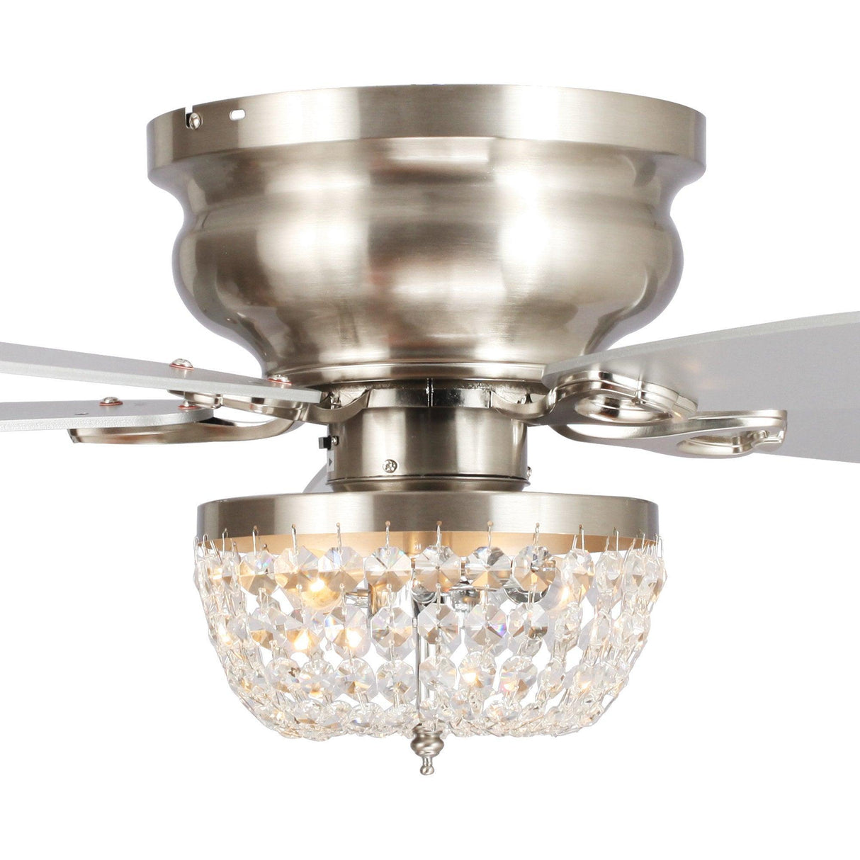 48" Modern Flush Mount Reversible Crytsal Ceiling Fan with Lighting and Remote Control
