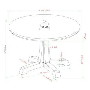 48" Round Dining Table with Pedestal Base