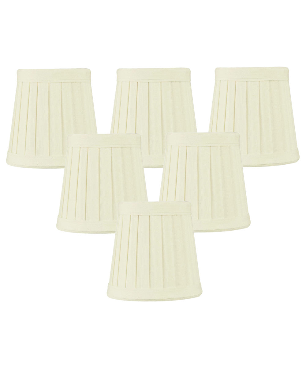 4"W x 4"H Set of 6 Egg Shell Pleated Clip-on Candelabra Lampshade