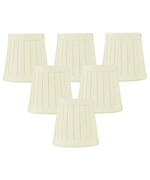 4"W x 4"H Set of 6 Egg Shell Pleated Clip-on Candelabra Lampshade