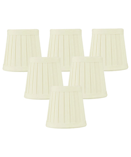 4"W x 4"H Set of 6 Egg Shell Pleated Clip-on Candelabra Lampshade