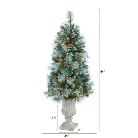 4.5’ Frosted Tip British Columbia Mountain Pine Artificial Christmas Tree with Urn