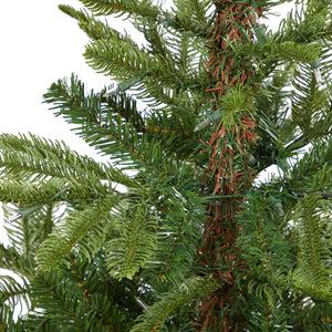 4.5’ Layered Washington Spruce Artificial Christmas Tree with 100 Clear LED Lights and 189 Bendable Branches in White Planter