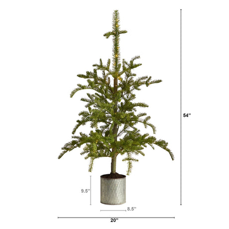 4.5’ Pre-Lit Christmas Pine Artificial Tree in Decorative Planter