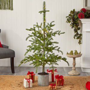 4.5’ Pre-Lit Christmas Pine Artificial Tree in Decorative Planter