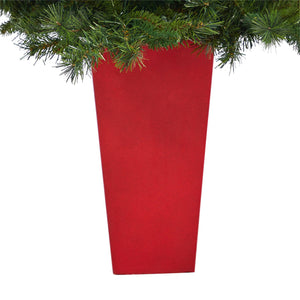 4.5’ Wyoming Mixed Pine Artificial Christmas Tree with 250 Clear Lights and 462 Bendable Branches in Red Tower Planter