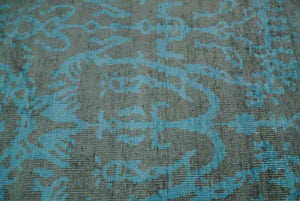 4.5x6.5 Hand Knotted Blue and Gray Modern Persian Style Contemporary Art Silk Area Rug | OP133