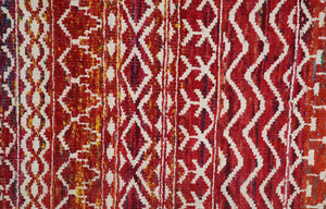 4x6 Hand Knotted Rust and Ivory Modern Contemporary Southwestern Tribal Trellis Recycled Silk Area Rug | OP60