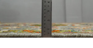 4x6 Hand Knotted Silver, Yellow and Orange Persian Oushak made of Recycled Silk Area Rug | OP58